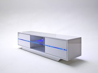 Tv Lowboard weiß / Eck Fernsehschrank weiß Modell mit LED Beleuchtung