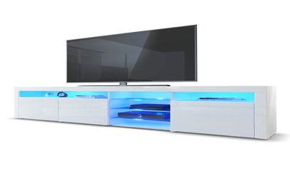 TV Lowboard Weiß Hochglanz - Santa Fe inkl. LED Beleuchtung