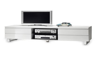 TV Lowboard Weiß - Lucido - Weißes TV Möbel mit 4 Schubkästen